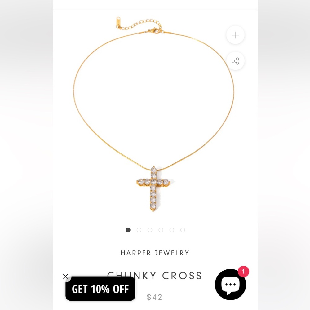 Harper Gold Cross Pendant Necklace with Clear Stones
